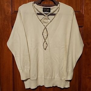 Bob Mackie Knit White Sweater with Silver Embellishments Size M